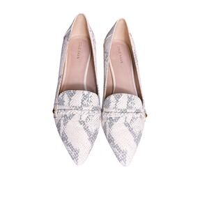 Cole Haan Grand‎ Mabel Skimmer Snake Embossed Leather Pumps Pointed Toe Heels 8B